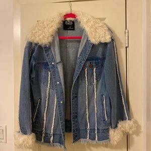 525 Mongolian lamb denim jacket